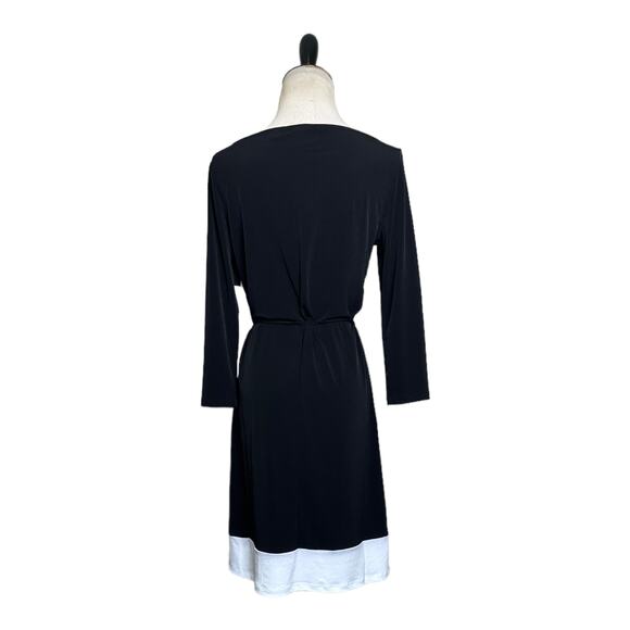 Tahari black with white trim 3/4 sleeves belted mini dress size XS - Picture 11 of 13